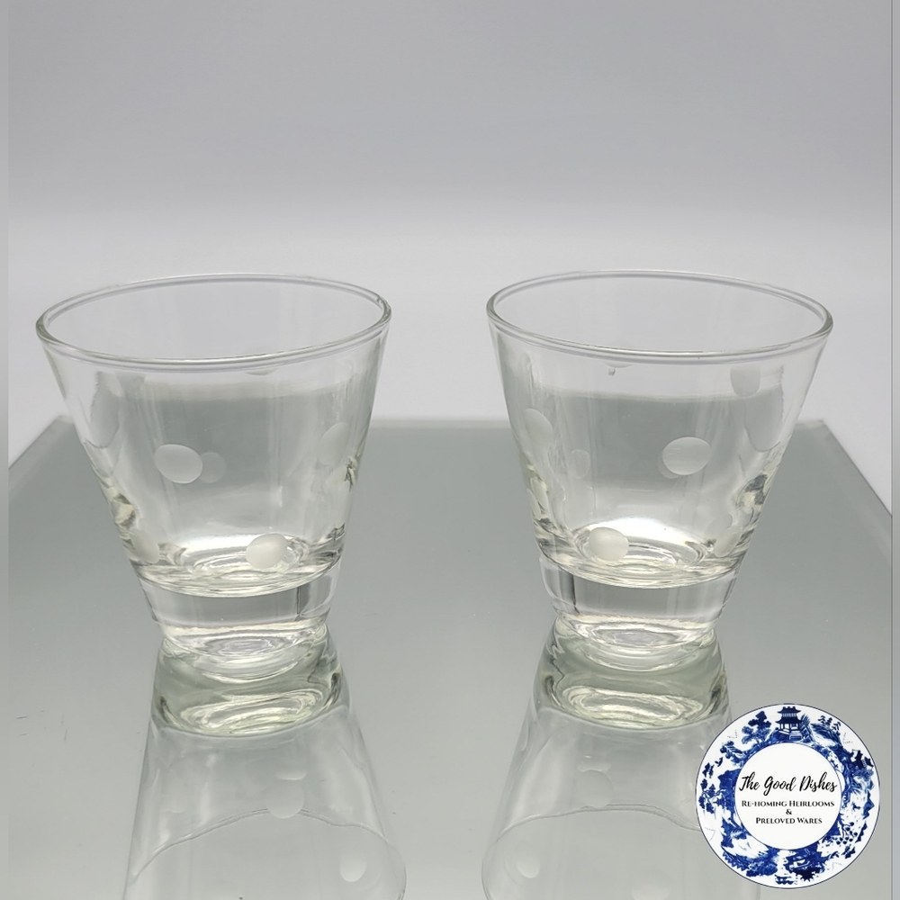 Anchor Hocking Etched Dot Whiskey Set (Pair)